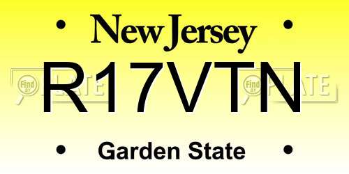 R17VTN New Jersey License Plate