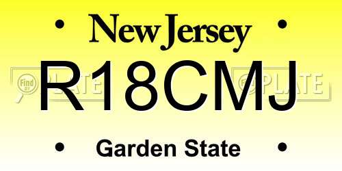 R18CMJ New Jersey License Plate