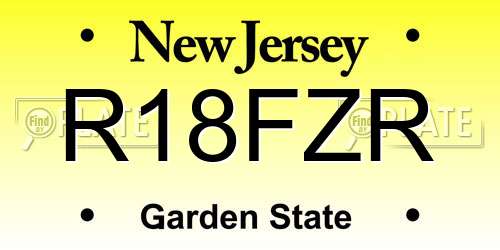 R18FZR New Jersey License Plate