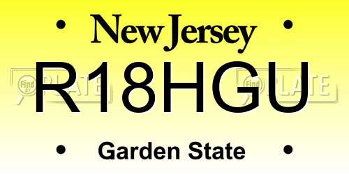 R18HGU New Jersey License Plate