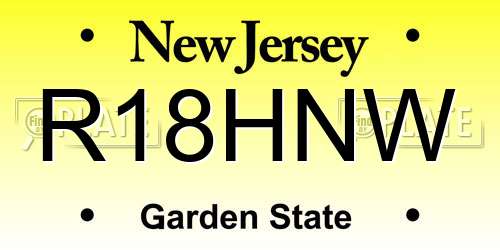 R18HNW New Jersey License Plate