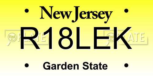 R18LEK New Jersey License Plate