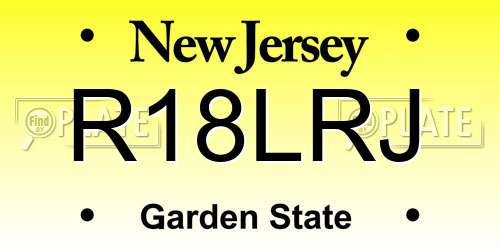R18LRJ New Jersey License Plate