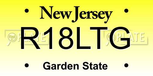 R18LTG New Jersey License Plate