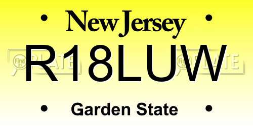 R18LUW New Jersey License Plate