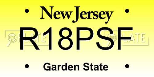 R18PSF New Jersey License Plate