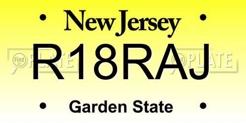 R18RAJ New Jersey License Plate