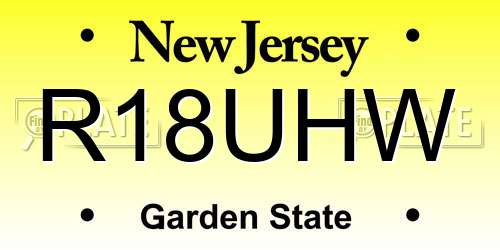 R18UHW New Jersey License Plate