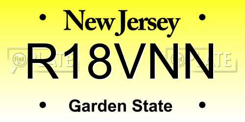 R18VNN New Jersey License Plate