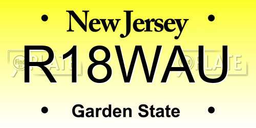 R18WAU New Jersey License Plate