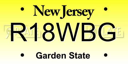 R18WBG New Jersey License Plate