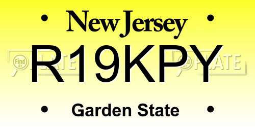 R19KPY New Jersey License Plate