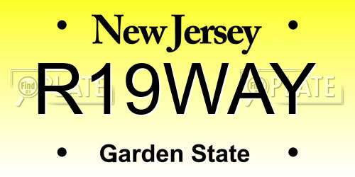R19WAY New Jersey License Plate