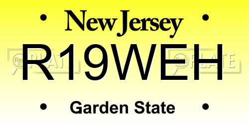 R19WEH New Jersey License Plate