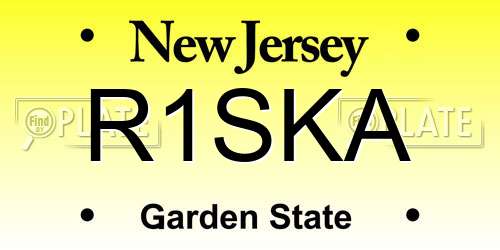 R1SKA New Jersey License Plate