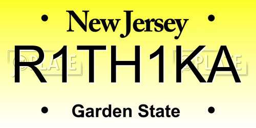R1TH1KA New Jersey License Plate