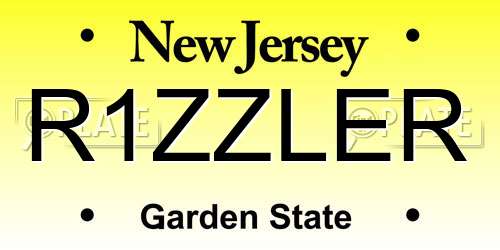 R1ZZLER New Jersey License Plate
