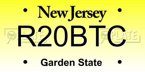 R20BTC New Jersey License Plate