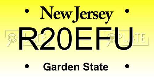 R20EFU New Jersey License Plate