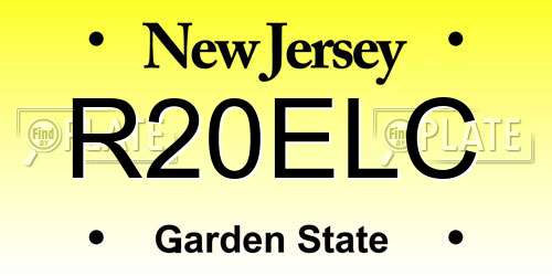 R20ELC New Jersey License Plate