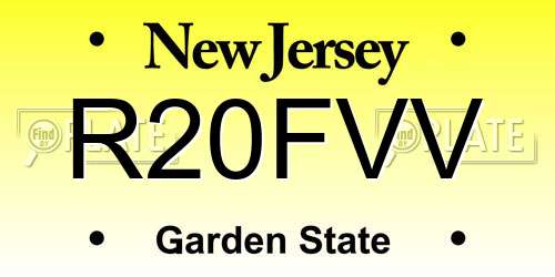 R20FVV New Jersey License Plate
