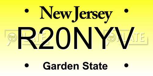 R20NYV New Jersey License Plate