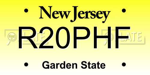 R20PHF New Jersey License Plate