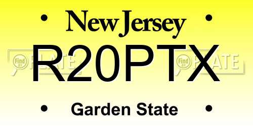 R20PTX New Jersey License Plate