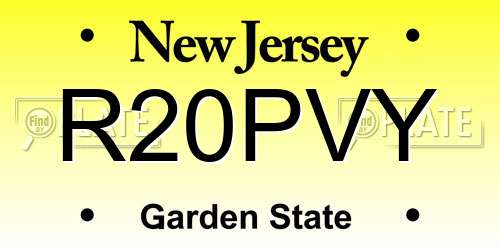 R20PVY New Jersey License Plate