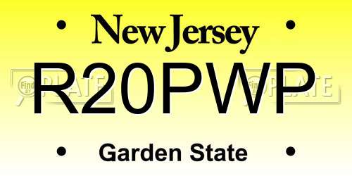 R20PWP New Jersey License Plate