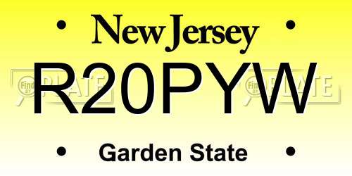 R20PYW New Jersey License Plate
