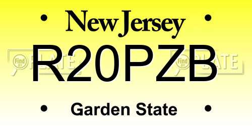 R20PZB New Jersey License Plate