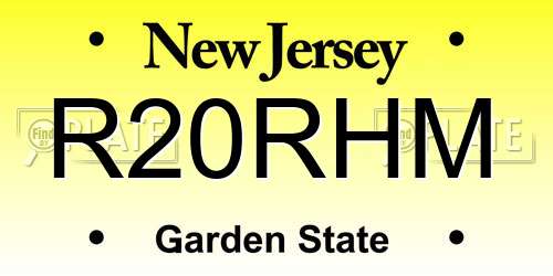 R20RHM New Jersey License Plate