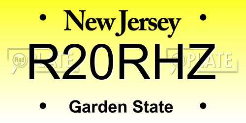 R20RHZ New Jersey License Plate