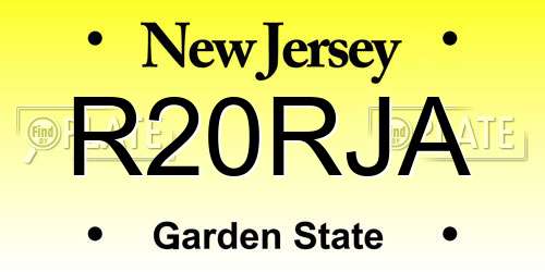 R20RJA New Jersey License Plate
