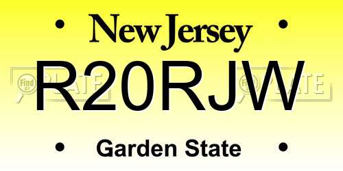 R20RJW New Jersey License Plate