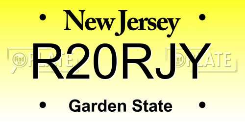 R20RJY New Jersey License Plate