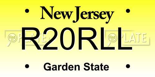 R20RLL New Jersey License Plate