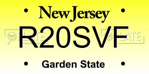 R20SVF New Jersey License Plate