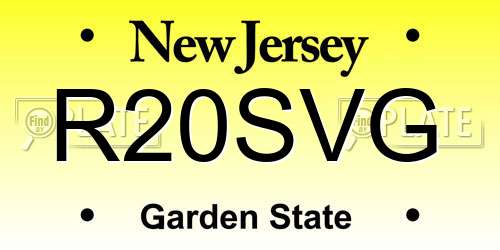 R20SVG New Jersey License Plate
