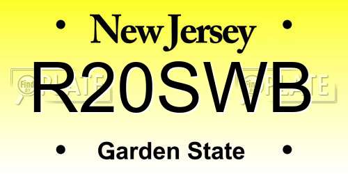 R20SWB New Jersey License Plate