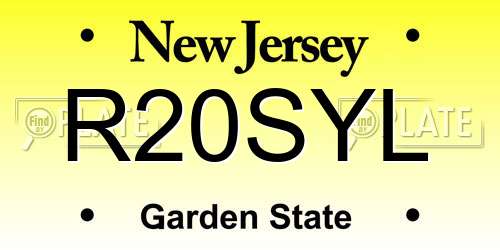 R20SYL New Jersey License Plate