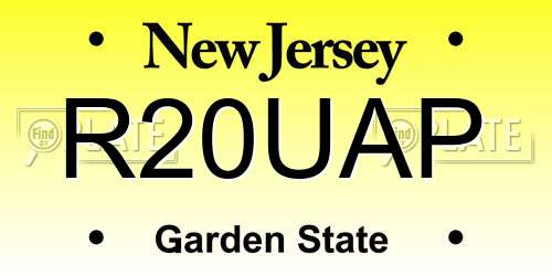 R20UAP New Jersey License Plate