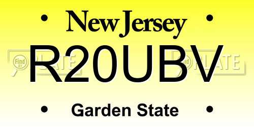 R20UBV New Jersey License Plate