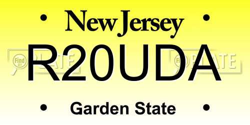 R20UDA New Jersey License Plate