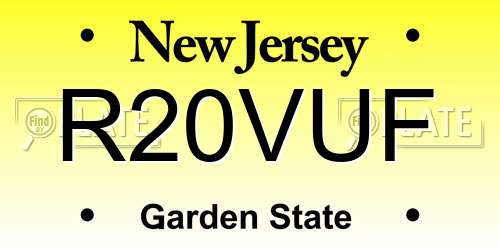 R20VUF New Jersey License Plate