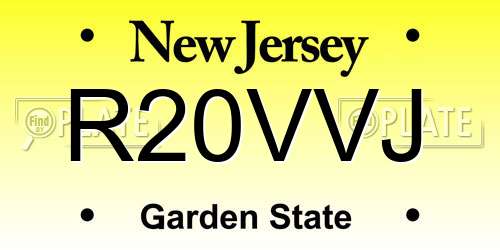 R20VVJ New Jersey License Plate