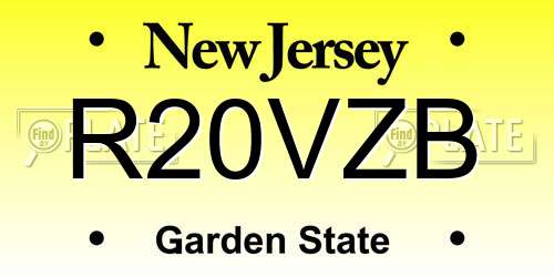 R20VZB New Jersey License Plate