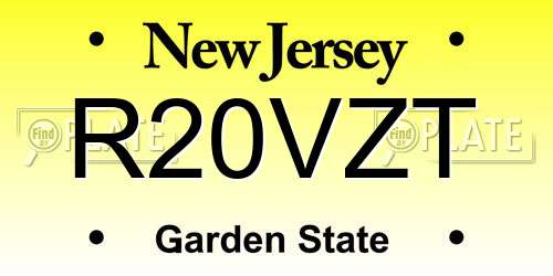 R20VZT New Jersey License Plate