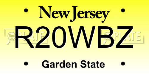 R20WBZ New Jersey License Plate